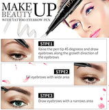 Eyebrow Pencil with a dark brown liquid pen and fine fork tip, shown defining and filling brows with natural-looking strokes