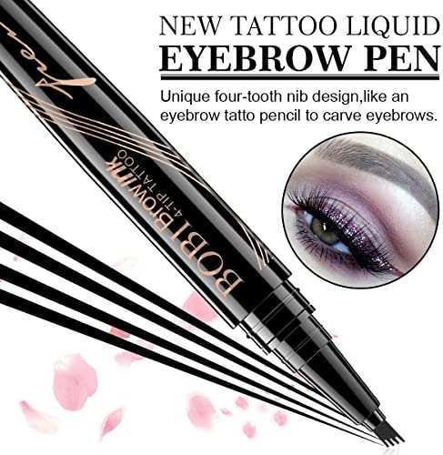 Eyebrow Pencil with a glossy black barrel, rose-gold lettering and a distinctive four-tooth fork tip