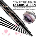 Eyebrow Pencil with a glossy black barrel, rose-gold lettering and a distinctive four-tooth fork tip
