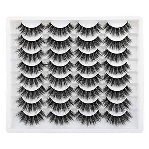 JIMIRE 16 pairs fluffy volume natural 3D false mink eyelashes set