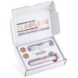 Finishing Touch Flawless facial hair remover kit with a rose gold trimmer, two replacement heads and USB charging cable