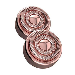 Finishing Touch Flawless facial hair remover kit with white and rose gold trimmer, two replacement heads and USB cable