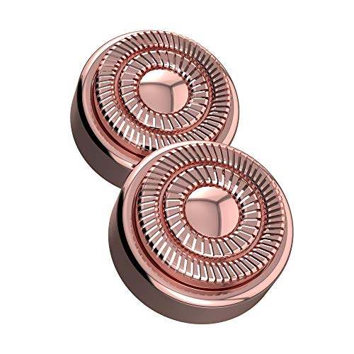 Finishing Touch Flawless replacement heads in rose gold, with circular ridged blades and smooth central caps