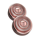 Finishing Touch Flawless replacement heads in rose gold, with circular ridged blades and smooth central caps