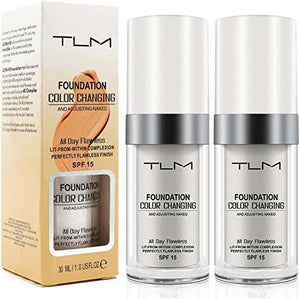 Flawless Colour Changing Concealer in two silver pump bottles with white caps and a matching cream-colored box