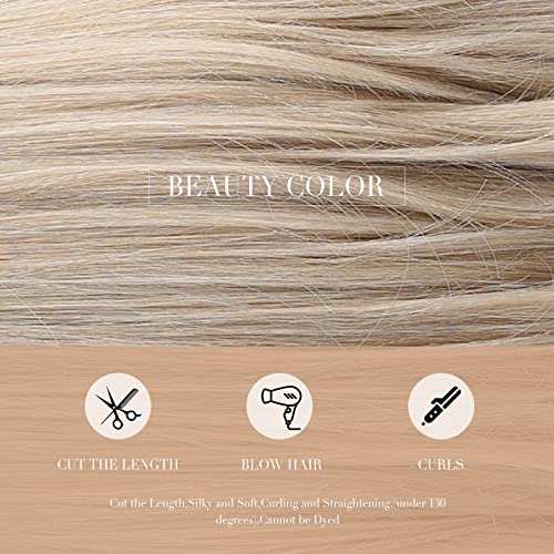HAIRCUBE 20 Inch Nature Straight Ombre Wigs with long, sleek ash-blonde synthetic fibers and a softly blended color.