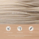 HAIRCUBE 20 Inch Nature Straight Ombre Wigs with long, sleek ash-blonde synthetic fibers and a softly blended color.