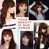 HAIRCUBE 20 Inch Nature Straight Ombre Wigs with long auburn-brown hair, blunt bangs, and a subtle dark-root blend