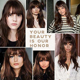 HAIRCUBE 20 Inch Nature Straight Ombre Wigs shown with long brown synthetic hair, darker roots and full bangs