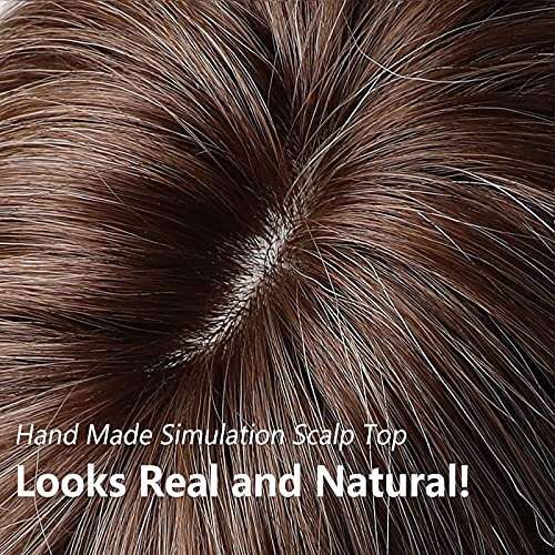 HAIRCUBE 20 Inch Nature Straight Ombre Wigs with brown synthetic strands and a handmade simulated scalp top