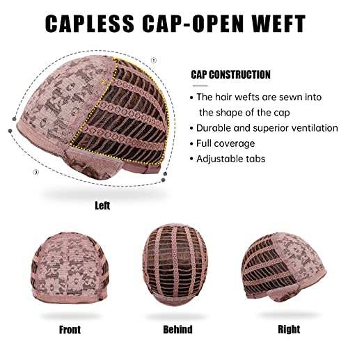 HAIRCUBE 20 Inch Nature Straight Ombre Wigs cap shown inside out with pink floral fabric, dark wefts and adjustable tabs