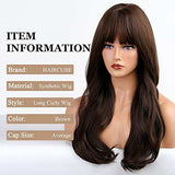 HAIRCUBE 20 Inch Nature Straight Ombre Wigs with long dark brown synthetic hair, full bangs and loose curls