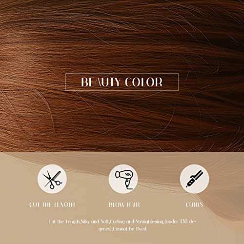 HAIRCUBE 20 Inch Nature Straight Ombre Wigs with smooth synthetic hair blending dark brown roots into warm brown lengths