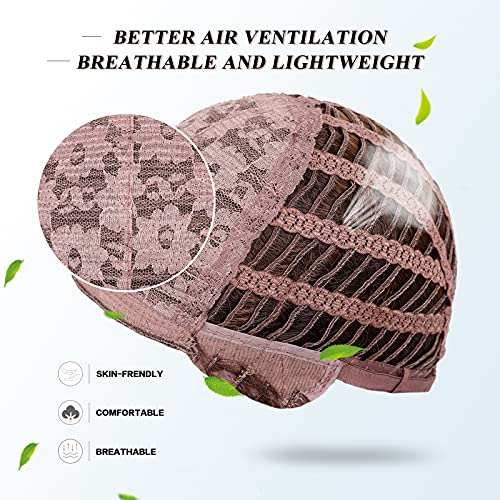 HAIRCUBE 20 Inch Nature Straight Ombre Wigs with a pink lace cap, ventilated mesh panels, and adjustable straps