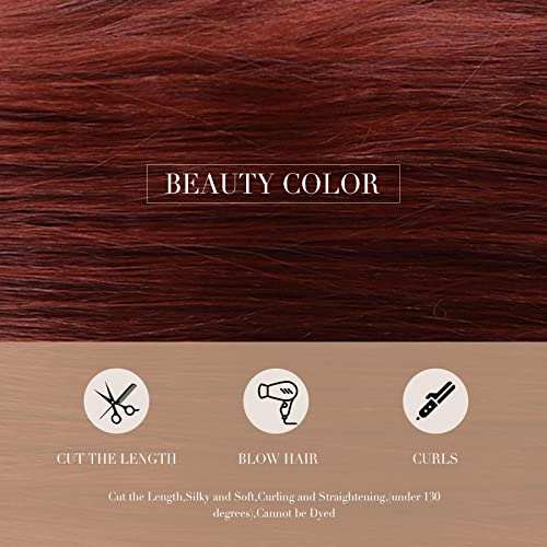 HAIRCUBE 20 Inch Nature Straight Ombre Wigs with smooth reddish-brown synthetic fibers and a straight, glossy texture