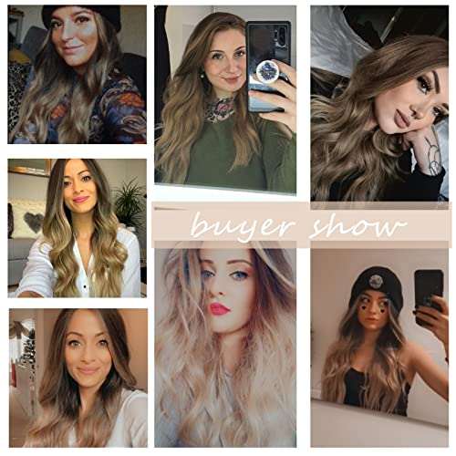 HAIRCUBE Long Curly Brown Wig shown in buyer photos, with long loose brown curls and a center part.