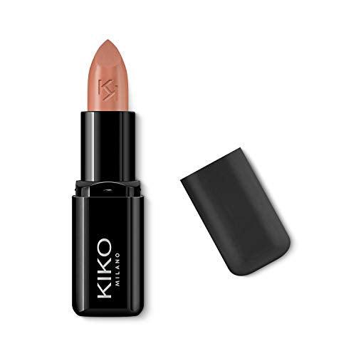 KIKO Milano Smart Fusion Lipstick 405 in a warm nude rose shade, with a creamy bullet and black branded case