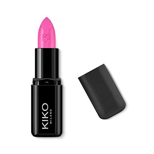 KIKO Milano Smart Fusion Lipstick 405 in vivid pink with a creamy bullet and glossy black KIKO tube
