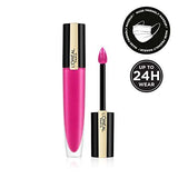 L'Oréal Paris Matte Liquid Lipstick in a bright fuchsia tube with a black-and-gold cap and matching doe-foot applicator