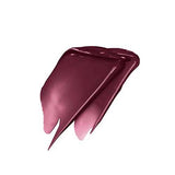L'Oréal Paris Matte Liquid Lipstick shown as a glossy plum-mauve liquid swatch with a pointed, tapered edge