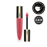 L'Oréal Paris Matte Liquid Lipstick in a rose-pink shade with a liquid applicator and black-and-gold packaging