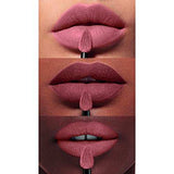 L'Oréal Paris Matte Liquid Lipstick shown in three rosy mauve shades with a liquid lipstick applicator and matte finish