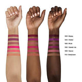 L'Oréal Paris Matte Liquid Lipstick swatches in berry, purple, pink, coral and nude shades on three skin tones