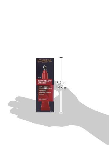 L’Oreal Revitalift Eye Cream in a slim black and red 15 ml carton with gold lettering and a tapered red tube graphic
