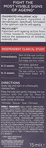 L’Oreal Revitalift Eye Cream in a white and red 15 ml tube, with black text and anti-ageing claims on the packaging