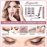 Magnetic Eyelashes Kit with four pairs of black 3D lashes, magnetic eyeliner, and a pink storage case