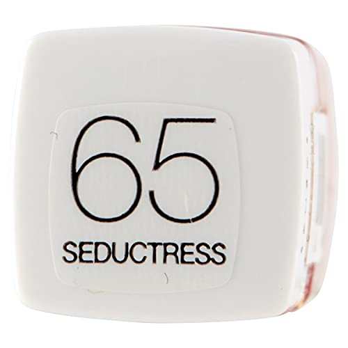 Maybelline Superstay Matte Ink lipstick shade label in a white case, marked 65 Seductress in black lettering