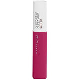 Maybelline Superstay Matte Ink liquid lipstick in a vivid berry-pink tube with a white cap and vertical branding