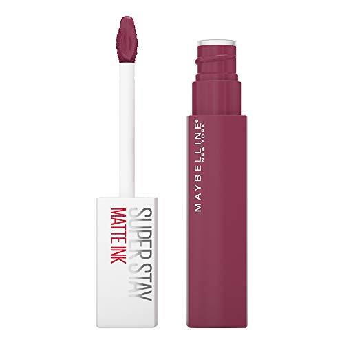 Maybelline Superstay Matte Ink liquid lipstick with a berry-plum tube and matching doe-foot applicator