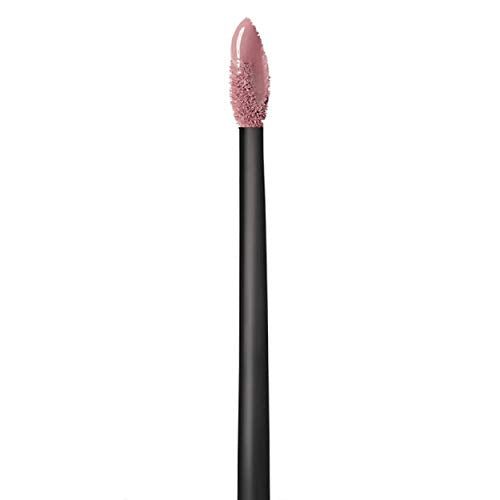 Maybelline Superstay Matte Ink liquid lipstick applicator with a black handle and nude pink product-coated precision tip