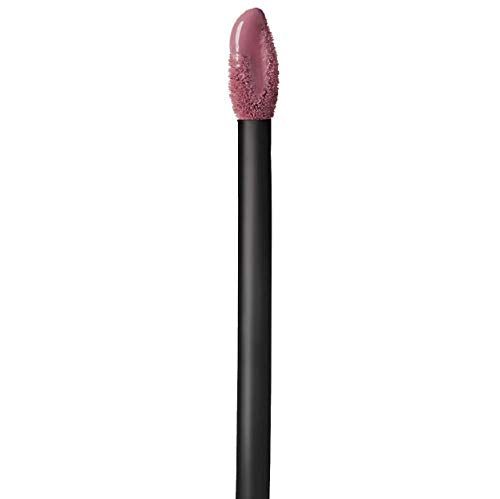 Maybelline Superstay Matte Ink liquid lipstick applicator with a black handle and dusty rose product-coated tip