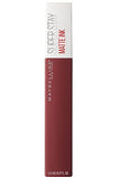 Maybelline Superstay Matte Ink liquid lipstick in a burgundy tube with white cap and matte ink branding