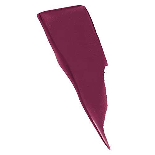 Maybelline Superstay Matte Ink liquid lipstick swatch in deep berry-plum, showing a smooth, opaque matte finish.