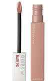 Maybelline Superstay Matte Ink liquid lipstick in dusty nude pink, with a matching tube and doe-foot applicator