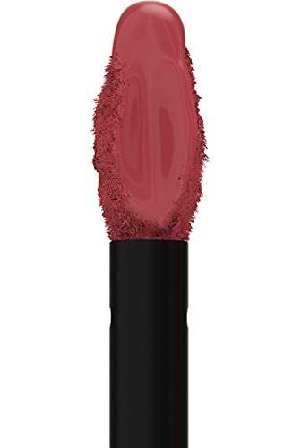 Maybelline Superstay Matte Ink liquid lipstick applicator with a dusty rose nude coating and black handle