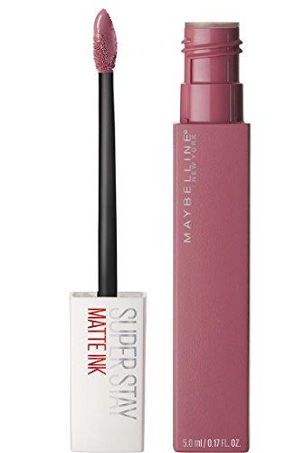 Maybelline Superstay Matte Ink liquid lipstick in a dusty rose shade, with a doe-foot applicator and rectangular tube