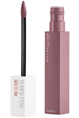 Maybelline Superstay Matte Ink liquid lipstick in dusty rose nude, with a matching square tube and doe-foot applicator