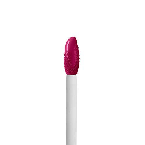 Maybelline Superstay Matte Ink lipstick applicator with a white handle and deep berry-pink product-coated tip