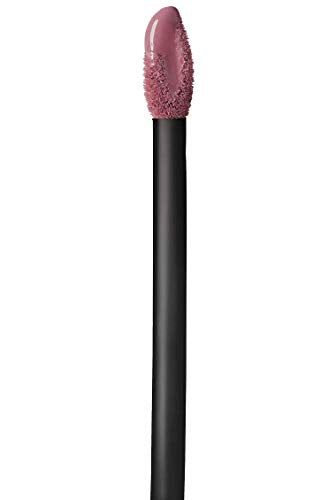 Maybelline Superstay Matte Ink liquid lipstick applicator with a black handle and mauve-pink product on the tip