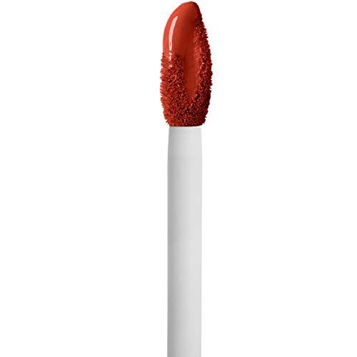 Maybelline Superstay Matte Ink liquid lipstick applicator with a white wand and terracotta-red color-coated doe-foot tip