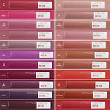 Maybelline Superstay Matte Ink liquid lipstick shades in rectangular tubes, including nude, pink, red and berry colours