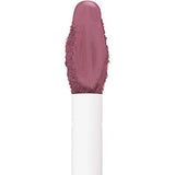 Maybelline Superstay Matte Ink liquid lipstick applicator with mauve nude color coating its rounded tip and white handle