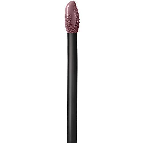 Maybelline Superstay Matte Ink liquid lipstick applicator with a mauve nude-coated tip and long black wand