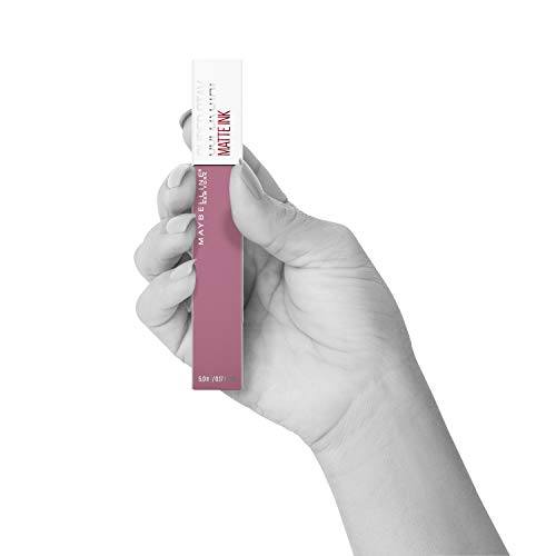 Maybelline Superstay Matte Ink liquid lipstick in a mauve-pink rectangular tube with a white cap and slim applicator