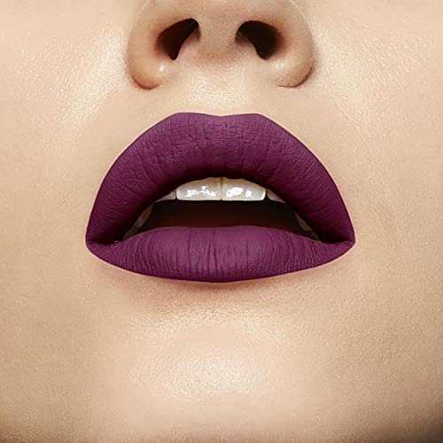 Maybelline Superstay Matte Ink lipstick shown as a deep plum-purple matte lip color with smooth, full-coverage finish