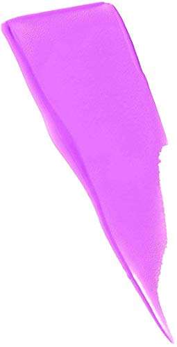 Maybelline Superstay Matte Ink liquid lipstick swatch in vivid purple with a smooth, opaque matte finish